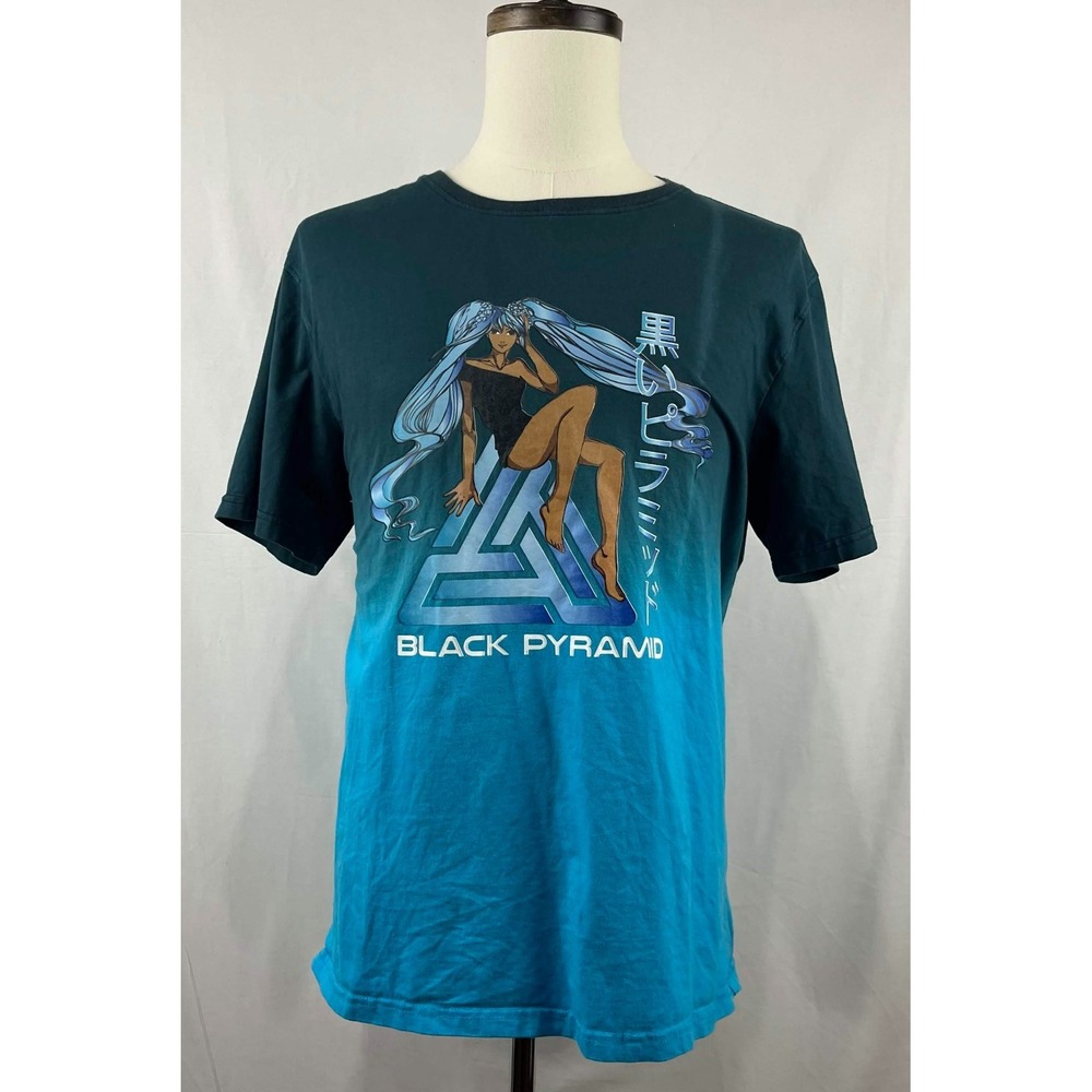 GUC Black Pyramid Chris Brown Anime Girl Ombre T-Shirt Mens Size XXL